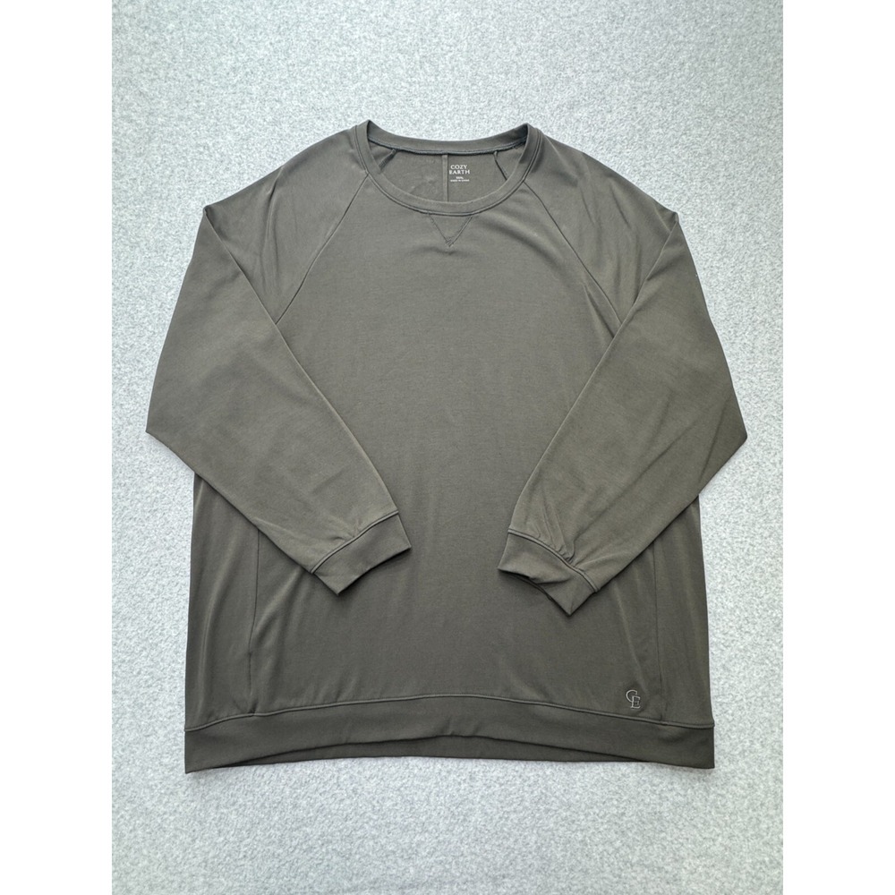 Cozy‎ Earth Sweatshirt Mens 3XL XXXL Olive Bamboo Viscose Blend Pullover Stretch